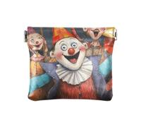 Eccentric Orange Haire Clown Porte-monnaie en cuir pour femme Mignon pochette de rangement pour femme, Clowns de carnaval festif, 1 size, Moderne