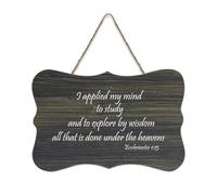 Ecclesiastes 1:13 Décoration murale en bois avec inscription « I Applied My Mind to Study And to Explore by Wisdom All That Is Done Und » - Décoration murale en bois pour porte d'entrée, salon