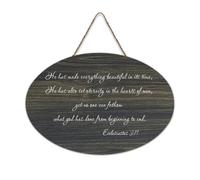 Ecclesiastes 3:11 Panneau en bois avec inscription « He Has Made Everything Beautiful in Its Time, He Has Also Set Eternity in The Hear », 15,2 x 25,4 cm, décoration murale en bois pour porte d'entrée