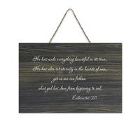 Ecclesiastes 3:11 Panneau en bois rustique avec inscription « He Has Made Everything Beautiful in its Time He Has Also Set Eternity in The Hear » - Décoration murale en bois rustique - 15,2 x 25,4 cm