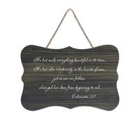 Ecclesiastes 3:11 Panneau en bois rustique avec inscription « He Has Made Everything Beautiful in its Time He Has Also Set Eternity in The Hear » - Décoration murale en bois rustique - 15,2 x 25,4 cm