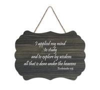 Ecclesiastes Décoration murale en bois rustique avec inscription « I Applied My Mind to Study And to Explore by Wisdom All That Is Done Und » 15,2 x 25,4 cm