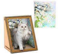 Eccliy Griffoir à peinture à l'huile pour chat - Demi-contour - Art vintage - Cadre photo en carton - Pour décoration d'intérieur - Marguerite fraîche - 50,8 x 43,2 x 33 cm