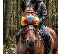 Eccliy Lunettes d'équitation avec protection UV pour animaux de compagnie, masque pour les yeux équins avec verres rouges miroir et sangle réglable pour la randonnée, l'équitation, le syndrome de