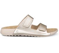 ECCO Sandales Cozmo à deux bandes pour homme, Or blanc pur métallisé, 6-6.5