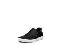 ECCO Men's Soft 7 Easy Slip on Sneaker, Black/Cognac, 11-11.5