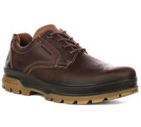 Ecco Rugged Track Textile Lacé Cuir Baskets Hommes En Marron Foncé UK 7 - 12