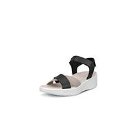 ECCO Sandales Flowt compensées de luxe à bande croisée pour femme, Noir, 7/7.5 UK
