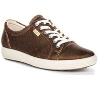 Ecco Soft Cuir Smart À Lacets Adultes Femmes Baskets En Marine Taille EU 36-42