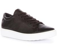 ECCO Souple 60 Cuir Lacet Profil Bas Baskets Noir Femmes UK 3 - 8