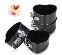 ECCOGREAT Lot de 4 plaques à fromage antiadhésives de 10,2 cm, étanches et à fond amovible, pour mini gâteaux, pizzas et soufflés, gâteaux au fromage, gâteaux d'anniversaire, en forme de coeur