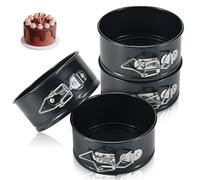 ECCOGREAT moule à cheesecake antiadhésif 4 pièces 10,2 cm, étanche, avec fond amovible, pour mini cakes, pizzas et quiches, cheesecakes