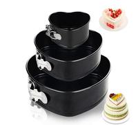 ECCOGREAT Moule à gâteau au fromage anti-adhésif de 10,2 cm + 17,8 cm + 22,9 cm, moule à charnière étanche en forme de cœur, fond amovible, moule à loquet à dégagement rapide pour gâteau
