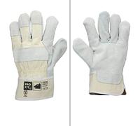 ECD Germany 1 Paire Gants de Travail Pro-Fit® Croûte de Bovin Taille 11/XXL, Naturel avec Manchette en Toile, Équipement Protection des Mains Jardinage Bricolage, Résistant à l'Abrasion Perforation