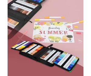 ECD Germany 120 Feutres Coloriage, Set Peinture á Base d'Eau Double Fibre, Marqueurs à Pinceau, Adulte/Enfants, Fineliners Épais et Fins, Stylos d'Écriture pour Calligraphie/Livre de Coloriage/Journal