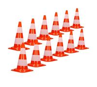 ECD Germany 12x Cônes Signalisation Pylône, 47 cm, PVC Solide, Orange/Blanc, Triangle de Circulation, Marqueur Attention Sécurité, avec 2 Bandes Réfléchissantes, Pylone Cône Avertissement de Parking