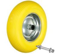 ECD Germany 15" Roue de Brouette 4.80 / 4.00-8 - en Caoutchouc Solide PU Increvable - avec Jaune G