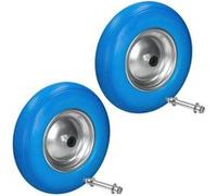 ECD Germany 2 x Roue de Brouette Pleine en Gomme Solide PU 4.80 / 4.00-8 - Avec Axe - Ø