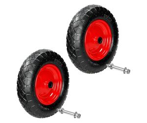 ECD Germany 2 x Roue de Brouette Pneumatique à Air 4.80/4.00-8 - Ø 390 mm - Deux Couches de Tissu 2PR - Capacité Charge 200 kg - Axe et Jante en Acier - Largeur 95 mm - Roue de Rechange Gonflable