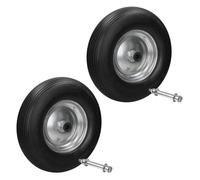 Accessoire pour brouette motorisée ECD Germany 2x Roue de Brouette Caoutchouc Plein Increvable PU - 4.80/4.00-8 - avec Axe -