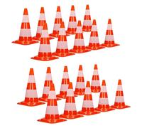 ECD Germany 20 Pièces Cônes de Signalisation 47 cm, Orange-Blanc, Pylône de Chantier avec 2 Bandes Réfléchissantes, Plot de Circulation Empilable et Flexible, Balise de Marquage Routier de Sécurité