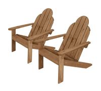 ECD Germany 2x Chaise de Jardin Adirondack Bois Massif de Sapin 92,5x70x89cm Marron Dossier Accoudoir Résistante aux Intempéries