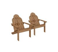 ECD Germany 2x Chaise de Jardin Adirondack, en Bois Massif Sapin, 92,5x70x89cm, Marron,