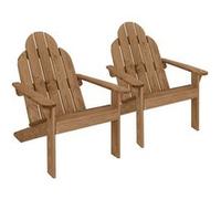 ECD Germany 2x Chaise de Jardin Adirondack, en Bois Massif Sapin, 92,5x70x89cm, Marron, avec Dossier et Accoudoirs, Résistante aux Intempéries, Fauteuil Ergonomique de Relaxation pour Balcon, Terrasse