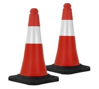ECD Germany 2x Cônes Signalisation Pylône 51 cm PVC Rouge/Blanc Triangle de Circulation Base Lourde Marqueur Attention Sécurité