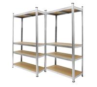 ECD Germany 2x Étagère de Rangement - 160x80x40 cm - Charge jusqu'à 320kg - en Métal Galvanisé - 4 Panneaux MDF Réglables