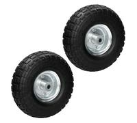 ECD Germany 2x Roue de brouette PU 4.10 / 3.50-4 en couleur noire Roue de rechange pour brouettes commerciales avec roulements