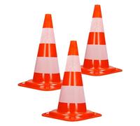 ECD Germany 3 Pièces Cônes de Signalisation 47 cm, Orange-Blanc, Pylône de Chantier avec 2 Bandes Réfléchissantes, Plot de Circulation Empilable et Flexible, Balise de Marquage Routier de Sécurité