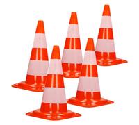 ECD Germany 5 Pièces Cônes de Signalisation 47 cm, Orange-Blanc, Pylône de Chantier avec 2 Bandes Réfléchissantes, Plot de Circulation Empilable et Flexible, Balise de Marquage Routier de Sécurité