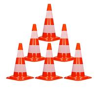 ECD Germany 6 Pièces Cône de Signalisation 47 cm, Orange-Blanc, Pylône de Chantier avec 2 Bandes Réfléchissantes, Plot de Circulation Empilable et Flexible, Balise de Marquage Routier de Sécurité