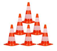 6 Pièces Cône de Signalisation 47 cm, Orange-Blanc, Pylône de Chantier avec 2