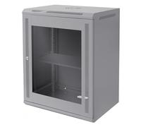ECD Germany Armoire Réseau 19 Pouces, 15 UH, Gris, Montage Mural, Profondeur 450 mm, 600 x 770 x 450 mm, Entièrement Montée, Boîtier Serveur avec Porte Vitrée de Sécurité Verrouillable, Charge 60 kg