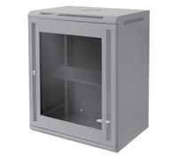 ECD Germany Armoire Réseau 19 Pouces, 15 UH, Gris, Montage Mural, Profondeur 450 mm, 600 x 770 x 450 mm, Entièrement Montée