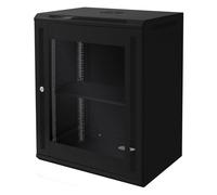 ECD Germany Armoire Réseau 19 Pouces, 15 UH, Noir, Montage Mural, Profondeur 450 mm, 600 x 770 x 450 mm, Entièrement Montée