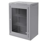 ECD Germany Armoire Réseau 19 Pouces, 16 U, Gris, Montage Mural, Profondeur 450 mm, 600 x 850 x 450 mm, Entièrement Montée, Boîtier Serveur avec Porte Vitrée de Sécurité Verrouillable, Charge 60 kg