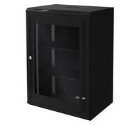 ECD Germany Armoire Réseau 19 Pouces, 16 UH, Noir, Montage Mural, Profondeur 450 mm, 600 x 850 x 450 mm, Entièrement Montée, Boîtier Serveur avec Porte Vitrée de Sécurité Verrouillable, Charge 60 kg