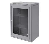 ECD Germany Armoire Réseau 19 Pouces, 18 UH, Gris, Montage Mural, Profondeur 450 mm, 600 x 900 x 450 mm, Entièrement Montée