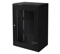 ECD Germany Armoire Réseau 19 Pouces, 18 UH, Noir, Montage Mural, Profondeur 450 mm, 600 x 900 x 450 mm, Entièrement Montée, Boîtier Serveur avec Porte Vitrée de Sécurité Verrouillable, Charge 60 kg