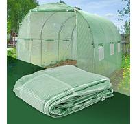 ECD Germany Bâche de Rechange pour Serre de Jardin Tunnel 6m², Plastique 135g/m², 3x2x2 m Vert, Fermeture Éclair, Porte, 6 Fenêtres, Film de Remplacement Résistant à la Déchirure pour Plantes/Graines
