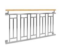 ECD Germany Balustrade Française 90x156 cm avec 5 Éléments de Remplissage, Argent Brillant, Aspect Bois, Acier Inoxydable, Garde-Corps de Balcon, Grille de Sécurité Extérieure Fenêtre, Rambarde