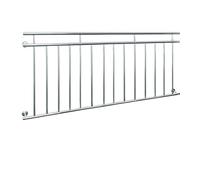 ECD Germany Balustrade Française 90x184 cm, 14 Barreaux de Remplissage, Argent Brillant, en Acier Inoxydable, Garde-Corps de Balcon, Grille de Sécurité Protection Extérieure Fenêtre, Appui Rambarde
