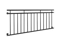 ECD Germany Balustrade Française 90x184 cm avec 14 Barreaux de Remplissage, Noir Mat et Rugueux, Acier Peint par Poudrage, Garde-Corps de Balcon, Grille de Sécurité Extérieure Fenêtre, Rambarde