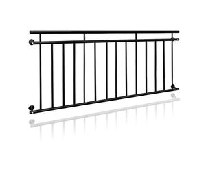 ECD Germany Balustrade Française 90x184 cm avec 14 Barreaux de Remplissage, Noir Mat et Rugueux, Acier peint par Poudrage, Garde-Corps de Balcon, Grille de Sécurité Extérieure Fenêtre, Rambarde