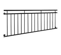 ECD Germany Balustrade Française 90x225 cm avec 16 Barreaux de Remplissage, Noir Mat et Rugueux, Acier peint par Poudrage, Garde-Corps de Balcon, Grille de Sécurité Extérieure Fenêtre, Rambarde