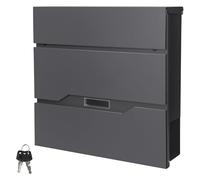 ECD Germany Boîte aux Lettres avec Compartiment à Journaux, 37x11x36,5, en Acier Inoxydable Anthracite avec 2 Clés Incluses, Boîte aux Lettres Murale, Rouleau à Journaux avec Matériel de Fixation