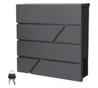 Boîte aux lettres murale anthracite avec 2 clés compartiment à journaux postale
